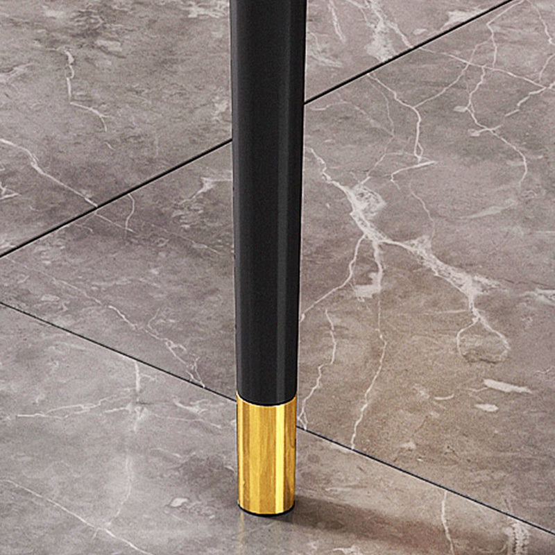 Traditional Faux Marble Top Dining Set with 4 Black Metallic Legs for Dining Furniture