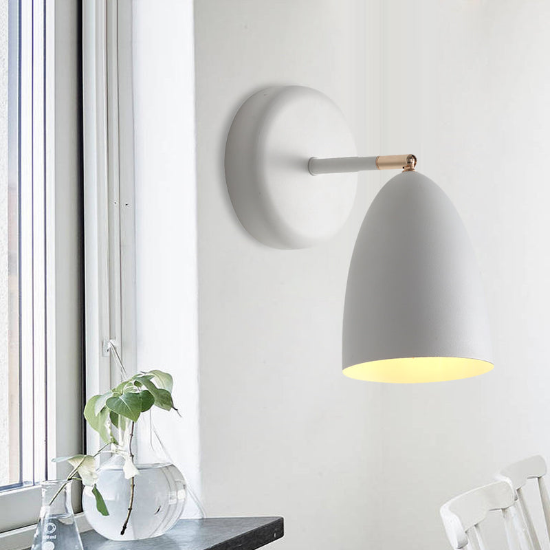 Minimailism 1 Bulb Wall Lighting White Flare Sconce Light Fixture with Metal Shade