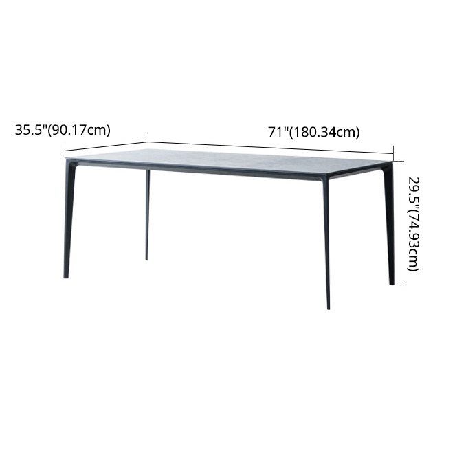 Modern Sintered Stone Black Dining Set with Rectangle Table and Black Legs Kitchen Dining Set