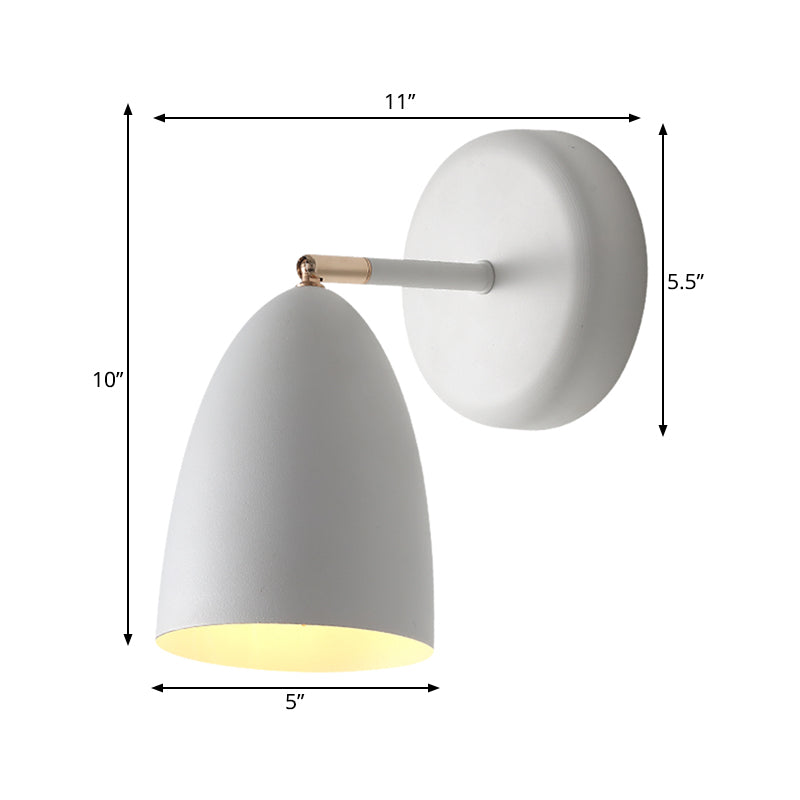 Minimailism 1 Bulb Wall Lighting White Flare Sconce Light Fixture with Metal Shade
