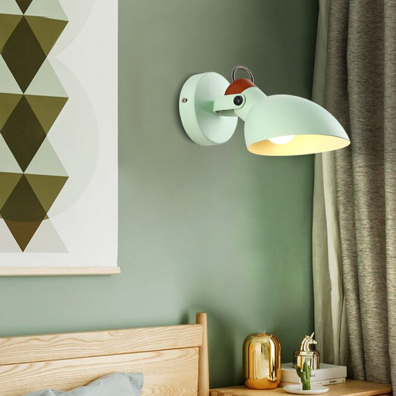 Green Flare Sconce Light Macaron 1 Head Metal Wall Mounted Lighting with Adjustble Arm