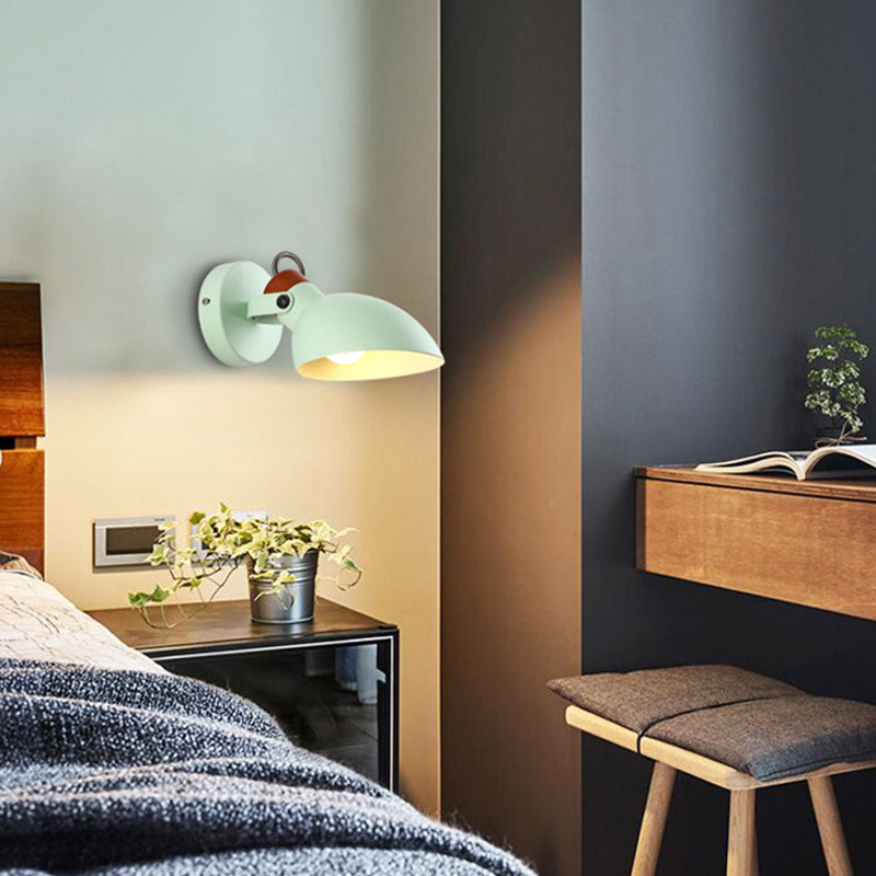 Green Flare Sconce Light Macaron 1 Head Metal Wall Mounted Lighting with Adjustble Arm