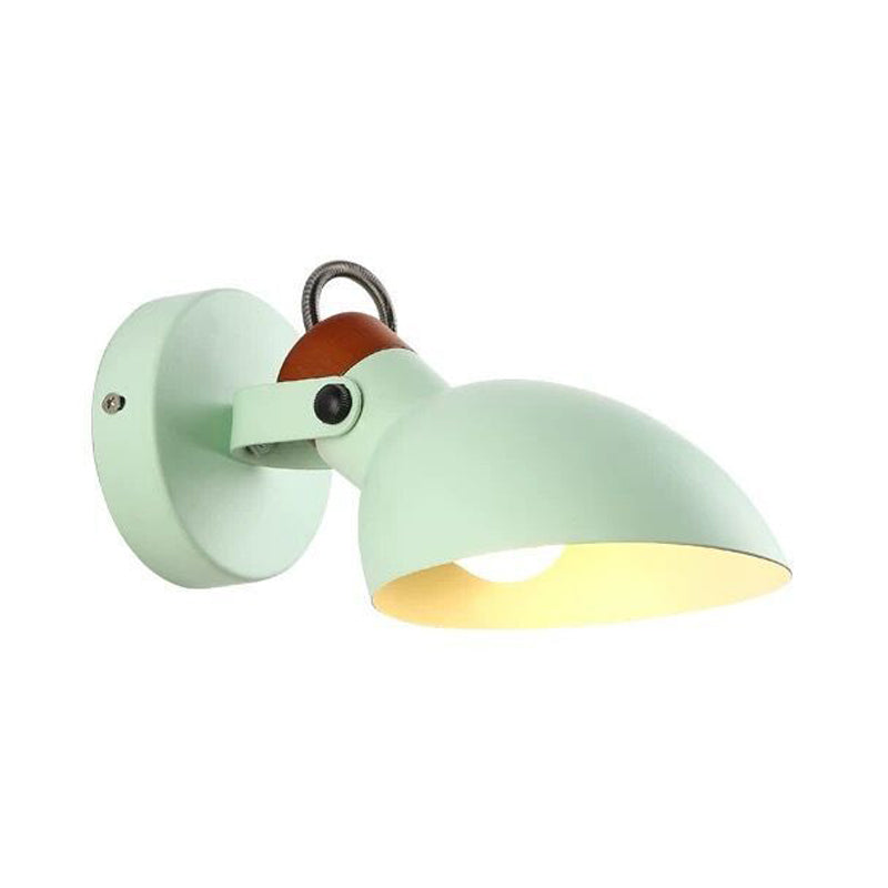 Green Flare Sconce Light Macaron 1 Head Metal Wall Mounted Lighting with Adjustble Arm
