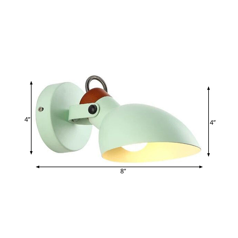 Green Flare Sconce Light Macaron 1 Head Metal Wall Mounted Lighting with Adjustble Arm