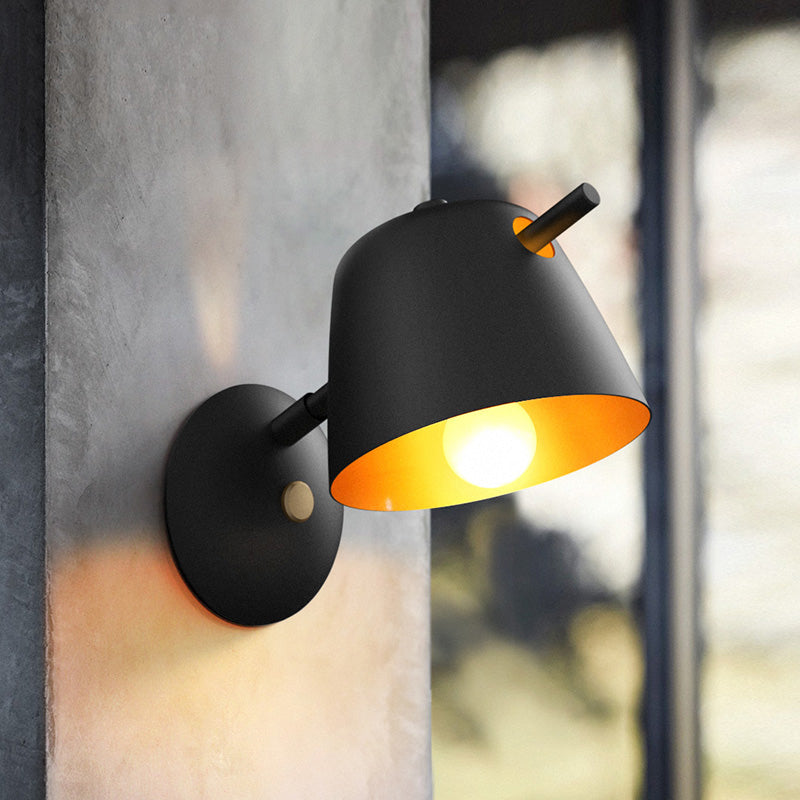 Contemporary 1 Head Sconce Black/White/Blue Wide Flare Wall Mount Light Fixture with Metal Shade