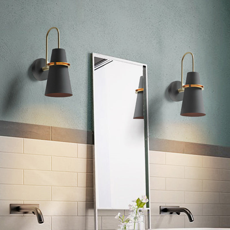 Modernism Tapered Sconce Light Metal 1 Head Wall Mounted Lamp in Black/White/Blue for Dining Room