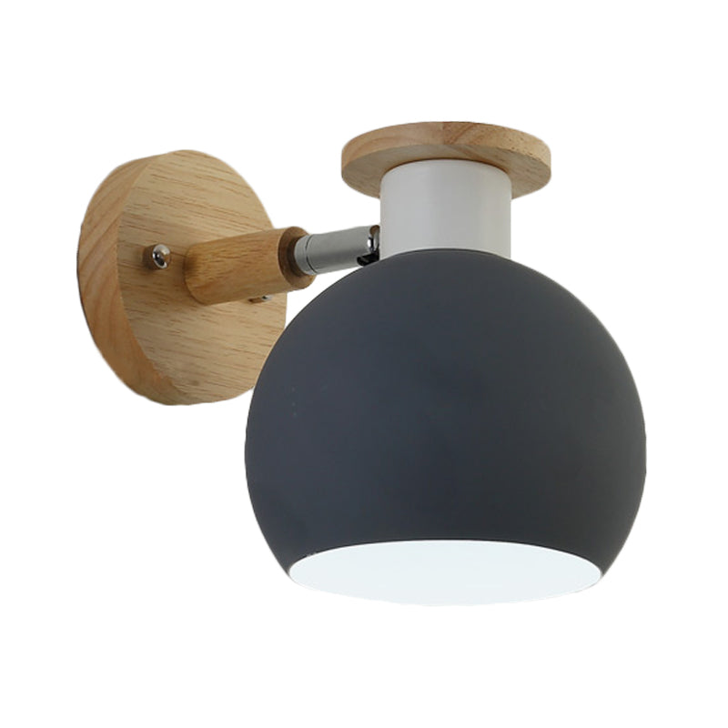 1 lamp slaapkamer sconce licht moderne grijze wand gemonteerd lamp met wereldwijde metalen schaduw