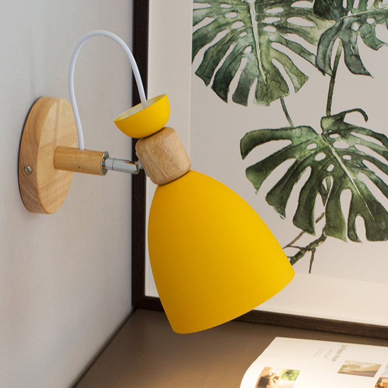 Yellow Trumpet Sconce Light Modernist 1 Head Metal Wall Mount Lighting with Rotating Node