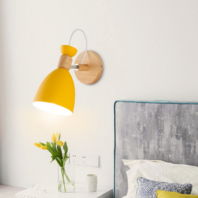 Yellow Trumpet Sconce Light Modernist 1 Head Metal Wall Mount Lighting with Rotating Node