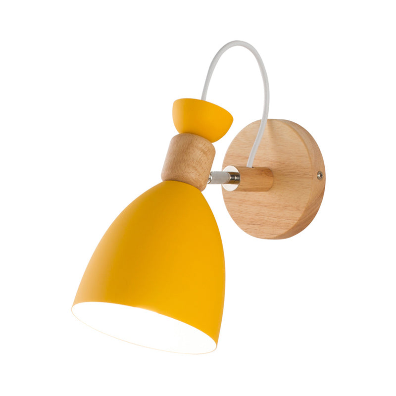 Yellow Trumpet Sconce Light Modernist 1 Head Metal Wall Mount Lighting with Rotating Node
