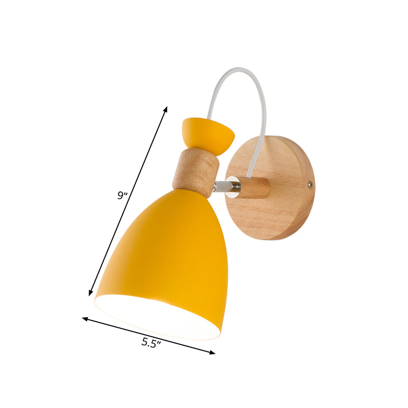 Yellow Trumpet Sconce Light Modernist 1 Head Metal Wall Mount Lighting with Rotating Node