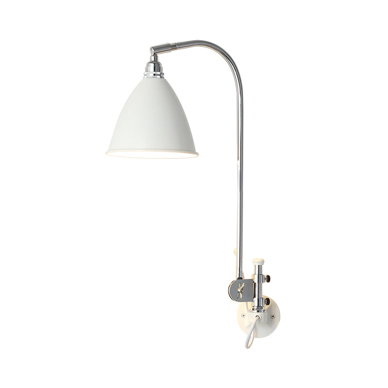 1 Glühbirne Schlafzimmer Wandlampe moderne weiße Leuchtenleuchte mit Kegelmetallschatten
