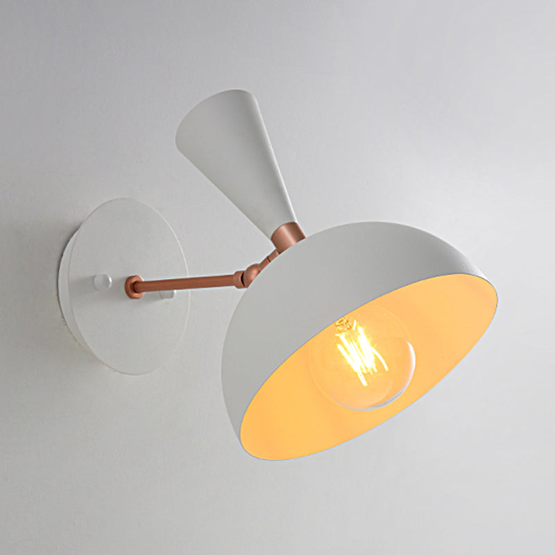 Modern Dome Sconce Metal 1 Bulb Wall Mounted Lighting in Black/White with Rotating Node