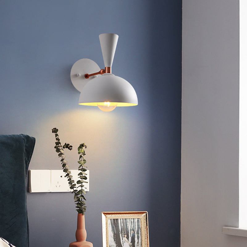 Modern Dome Sconce Metal 1 Bulb Wall Mounted Lighting in Black/White with Rotating Node