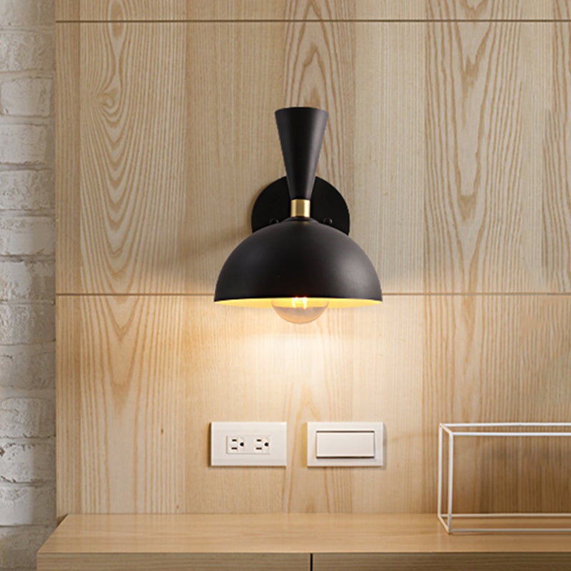 Modern Dome Sconce Metal 1 Bulb Wall Mounted Lighting in Black/White with Rotating Node