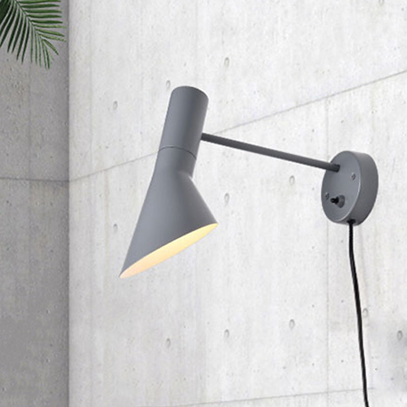 Luz de pared de bengala Minimalista metal 1 cabezal de luz lámpara en blanco/gris con nodo giratorio