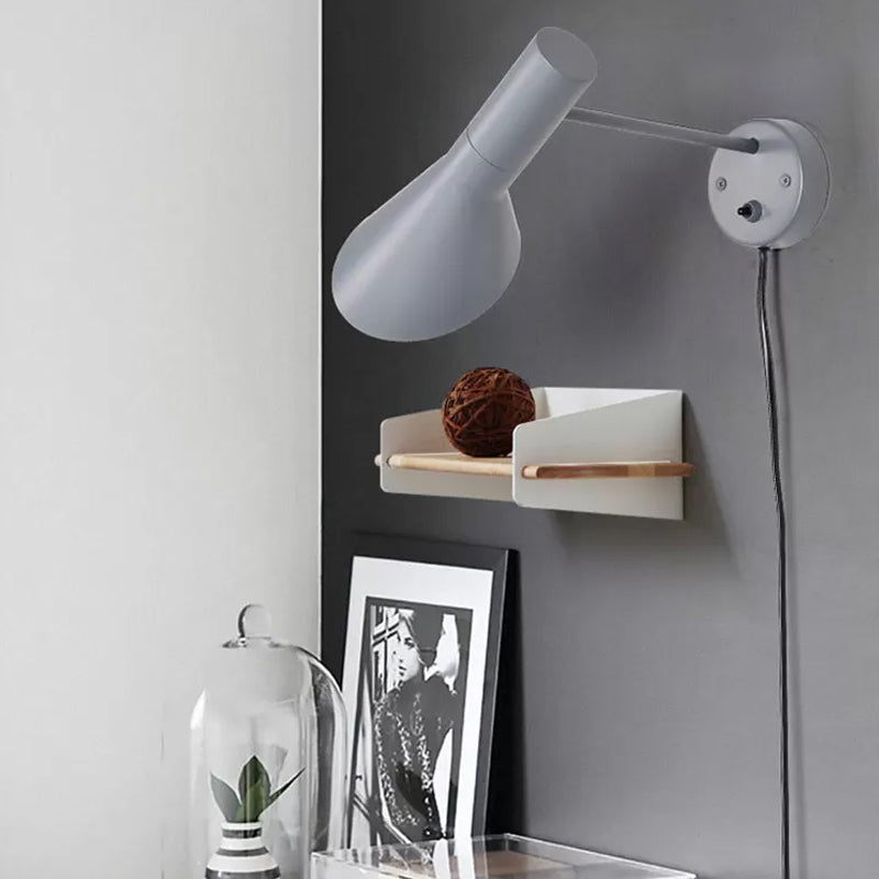 Luz de pared de bengala Minimalista metal 1 cabezal de luz lámpara en blanco/gris con nodo giratorio