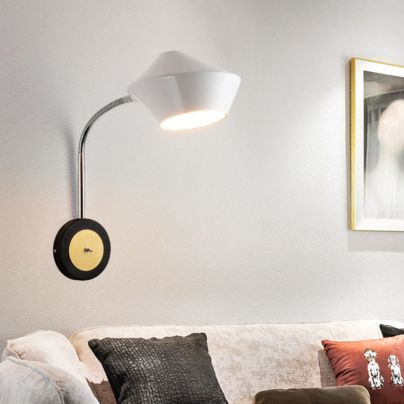 Urn Sconce Light Contemporary Metal 1 Bulb Wall Mounted Lighting in Black and White