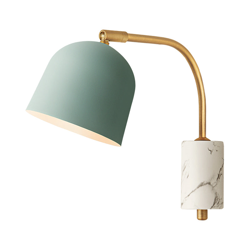 Contemporary 1 Head Sconce White/Blue/Brass Domed Wall Mounted Light Fixture with Metal Shade