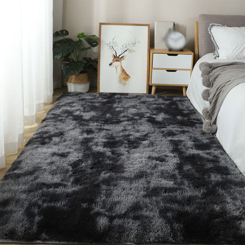 Gray Pure Color Rug Carpet Polyester Simple Carpet Anti-Split Backing Area Carpet for Living Room