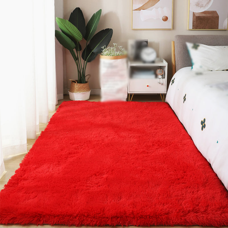 Simple Indoor Room Rug Pink Pure Color Carpet Polyester Non-Split Indoor Carpet