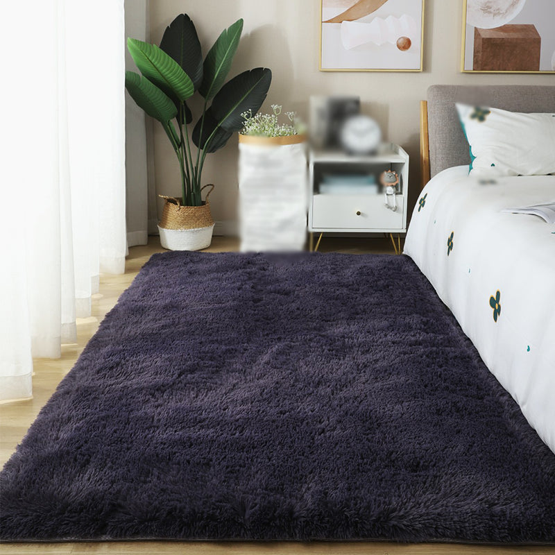 Simple Indoor Room Rug Pink Pure Color Carpet Polyester Non-Split Indoor Carpet