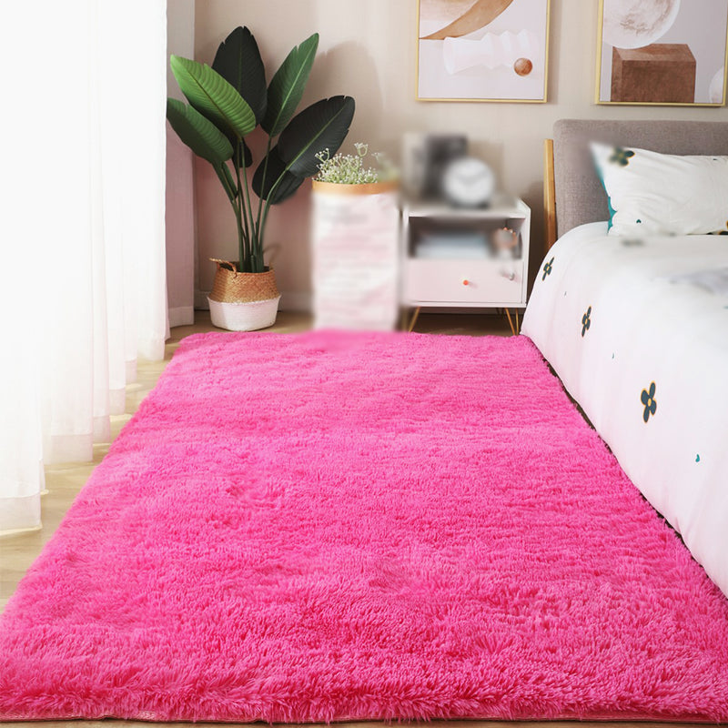 Simple Indoor Room Rug Pink Pure Color Carpet Polyester Non-Split Indoor Carpet