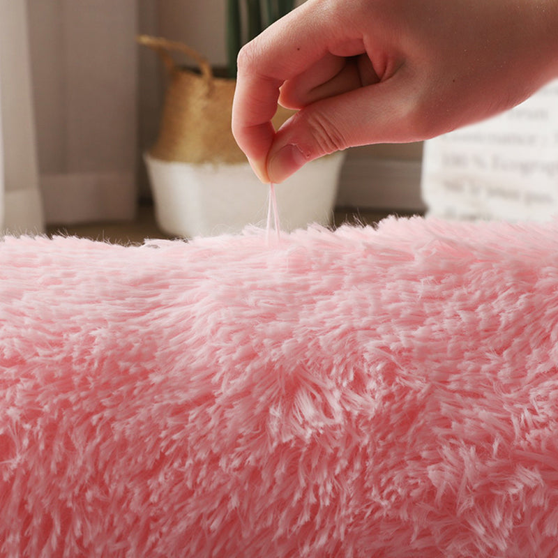 Simple Indoor Room Rug Pink Pure Color Carpet Polyester Non-Split Indoor Carpet