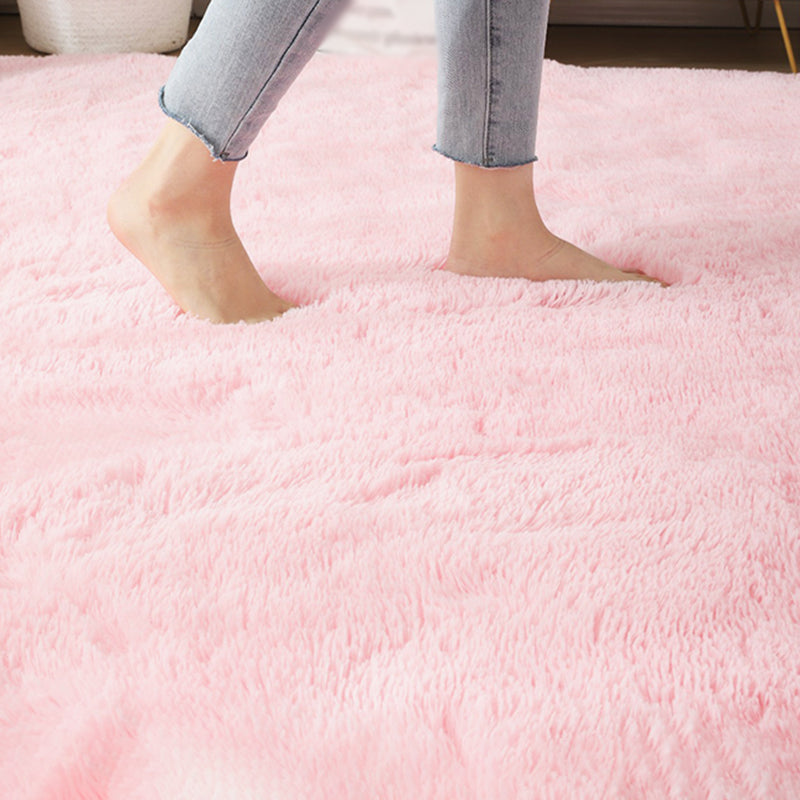 Simple Indoor Room Rug Pink Pure Color Carpet Polyester Non-Split Indoor Carpet