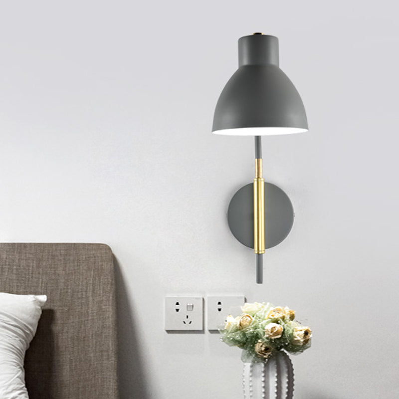 Lámpara de pared de tazón contemporánea 1 CABEZA LIGHTA DE LIGHTA CABEZA en gris con brazo oscilante