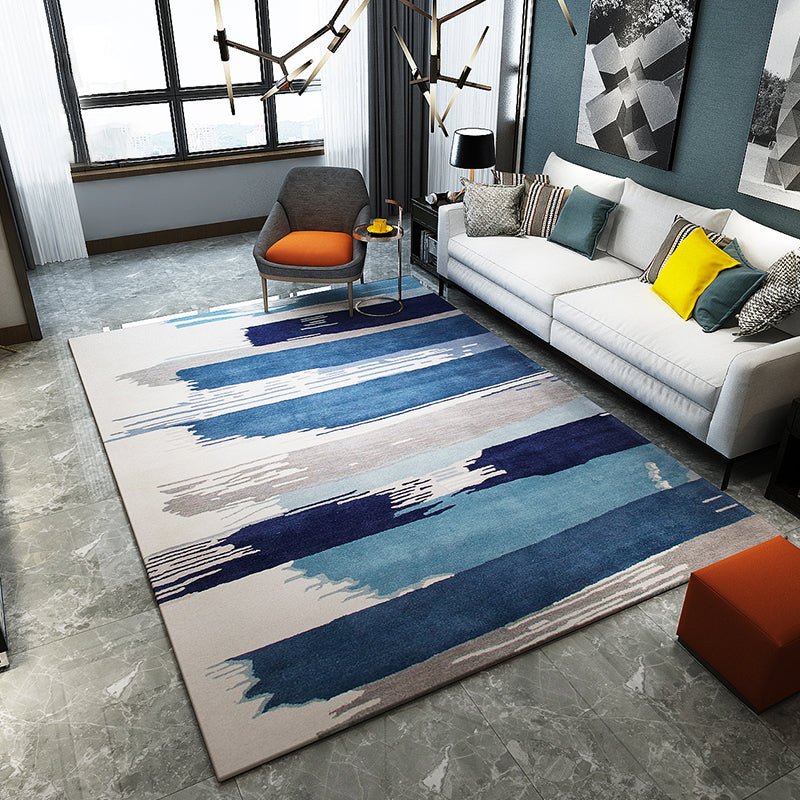 Black Contemporary Rug Polyester Geometric Area Rug Non-Slip Backing Indoor for Living Room