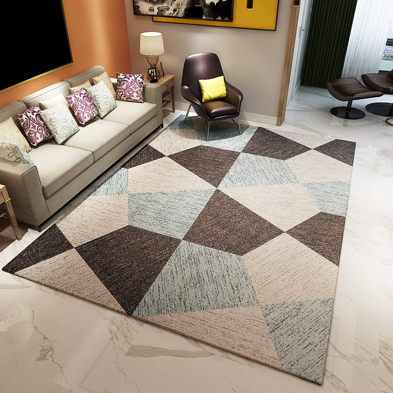 Black Contemporary Rug Polyester Geometric Area Rug Non-Slip Backing Indoor for Living Room