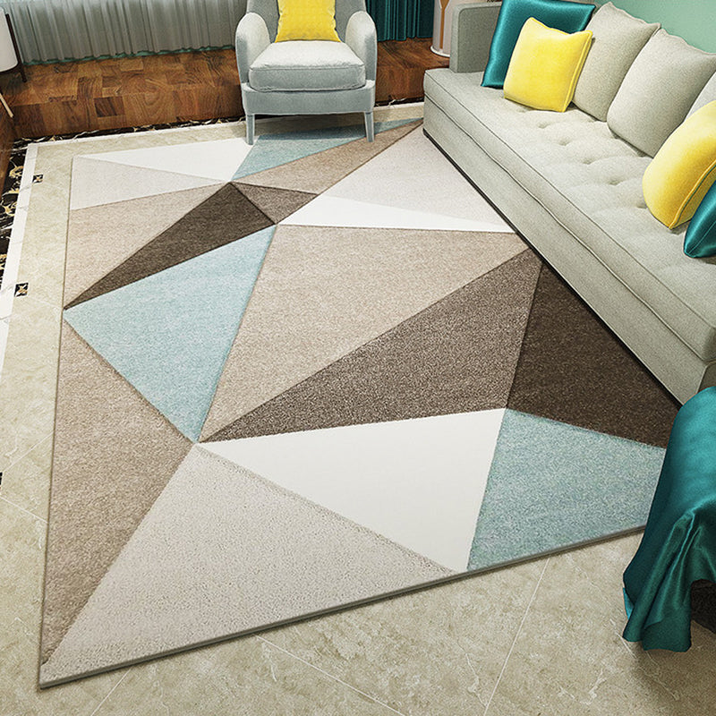 Black Contemporary Rug Polyester Geometric Area Rug Non-Slip Backing Indoor for Living Room