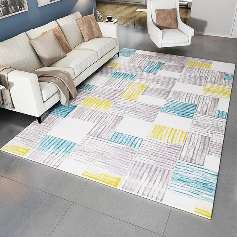 Black Contemporary Rug Polyester Geometric Area Rug Non-Slip Backing Indoor for Living Room