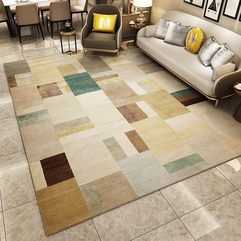 Black Contemporary Rug Polyester Geometric Area Rug Non-Slip Backing Indoor for Living Room