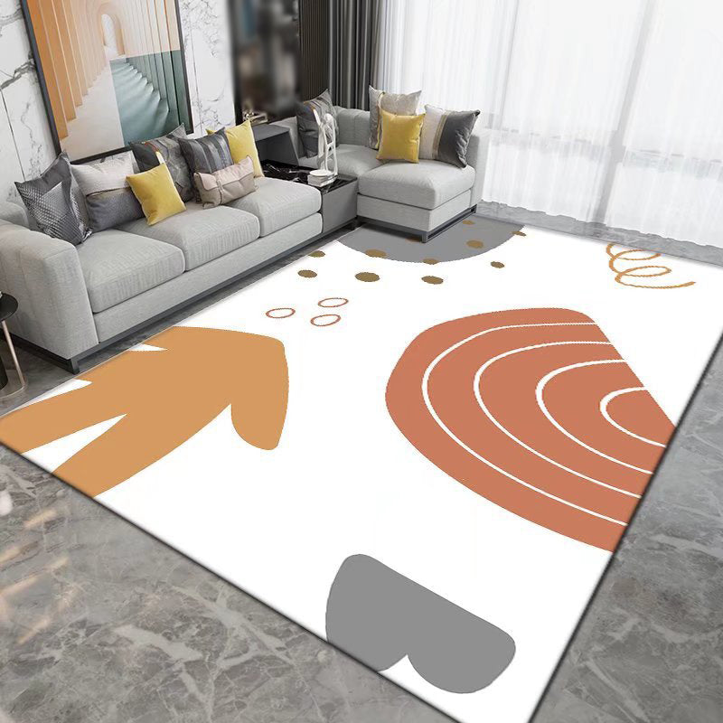 Orange Contemporary Rug Polyester Graphic Indoor Rug Non-Slip Backing Rug for Living Room