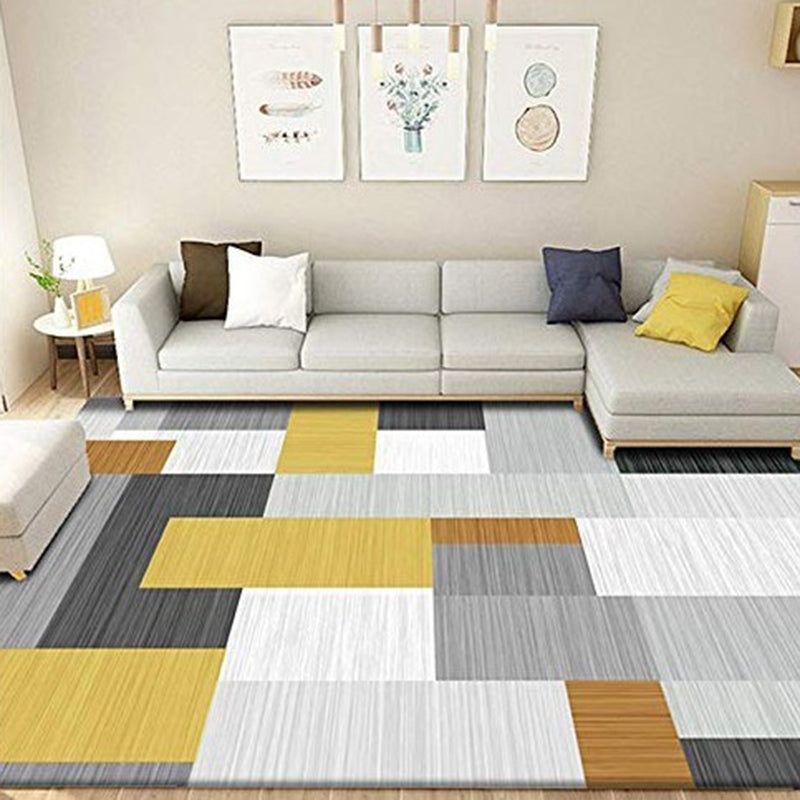 Leisure Area Carpet Modern Geometric Printed Rug Washable Polyester Non-Slip Carpet for Home Decor