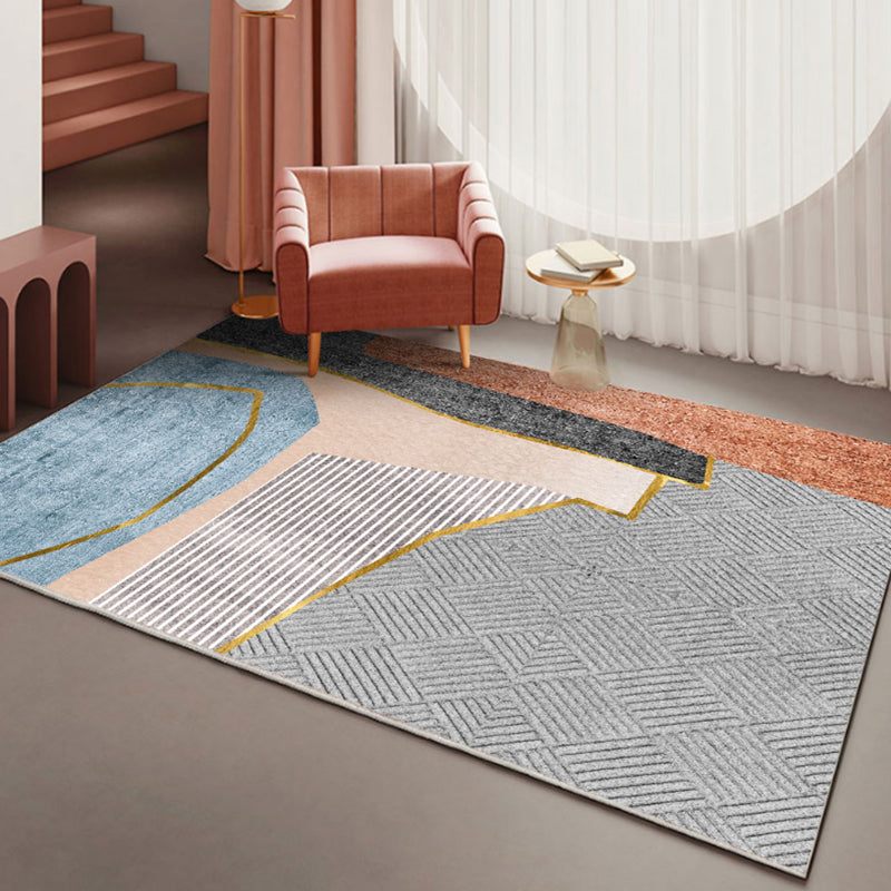 Pink Nordic Carpet Polyester Geometry Rug Non-Slip Backing Area Rug for Living Room