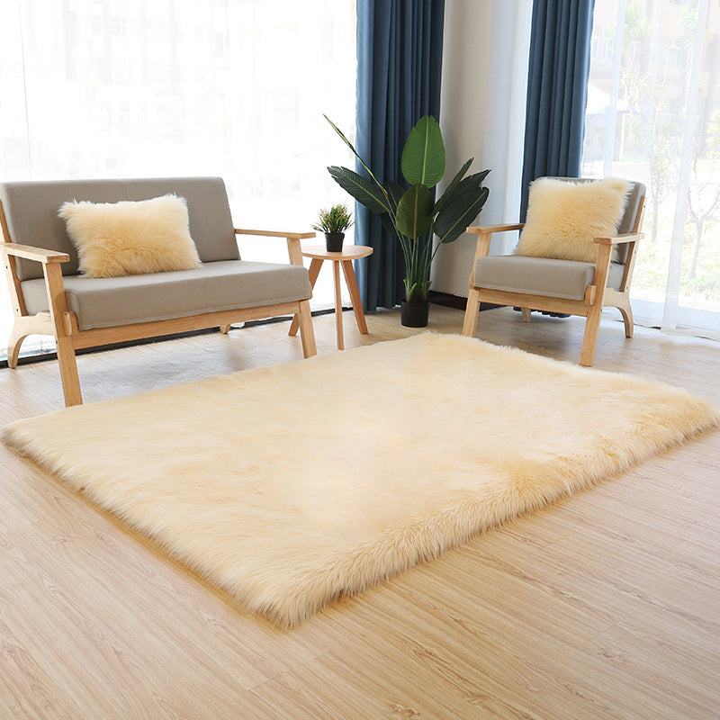 Casual Solid Area Carpet Polyester Shag Rug Non-Slip Backing Indoor Carpet for Home Decoration