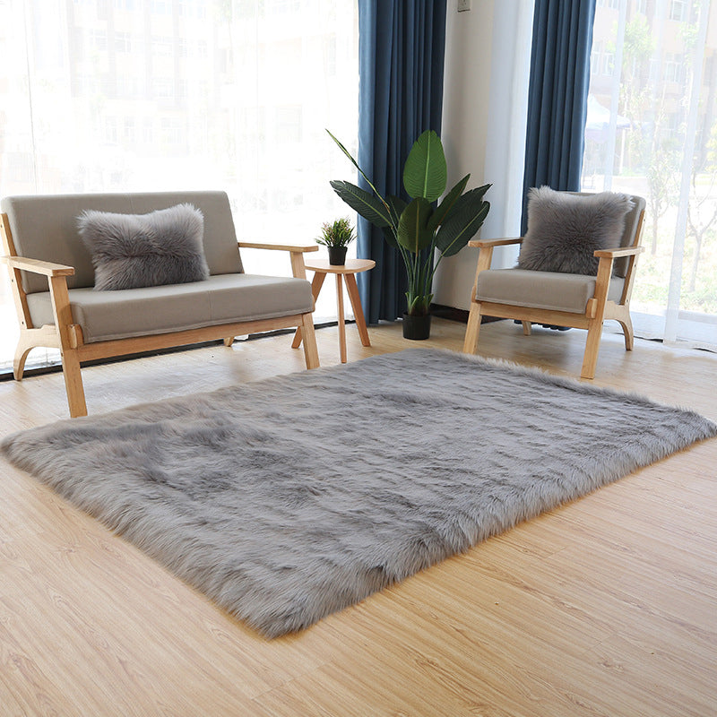 Casual Solid Area Carpet Polyester Shag Rug Non-Slip Backing Indoor Carpet for Home Decoration