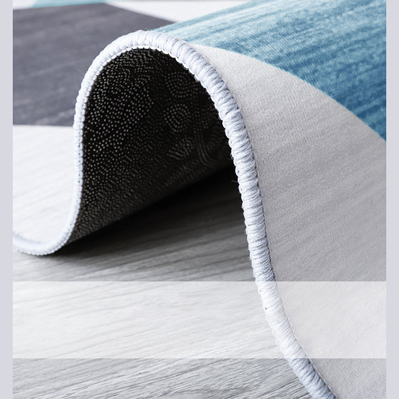 Grey Modern Area Rug Geometric Pattern Polyester Rug Non-Slip Backing Rug for Living Room