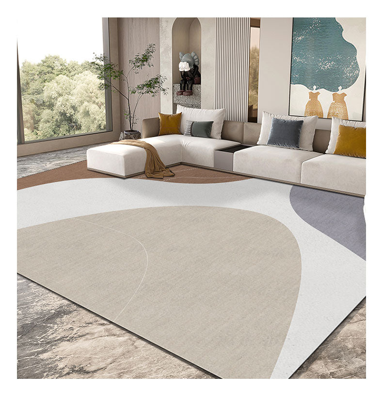 Chic Modern Area Rug Color-Blocked Grey Carpet Polyester Stain Resistant Rug for Home Decor