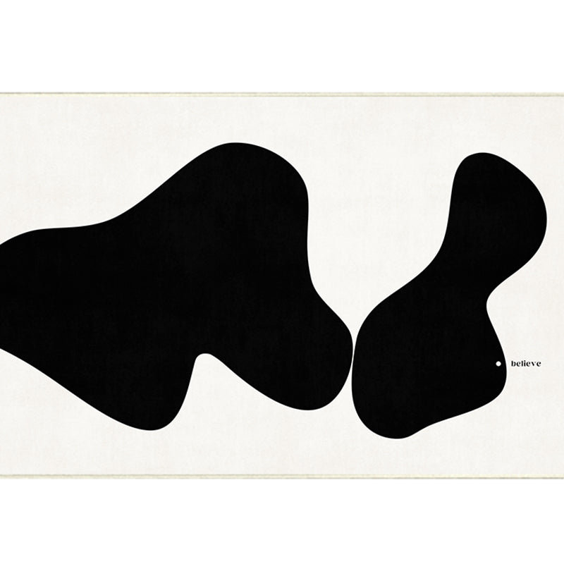Fashionable Black Modern Rug Color Block Polyester Area Carpet Non-Slip Backing Rug for Bedroom