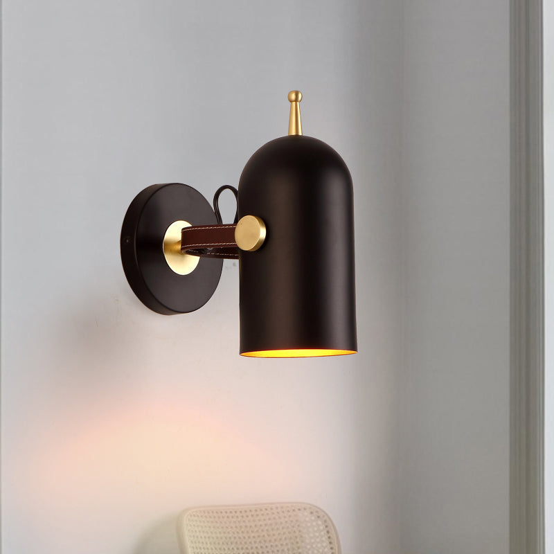 1 Bulb Stair Wall Light Contemporary Black LED Wall Mounted Lighting with Elongated Dome Iron Shade