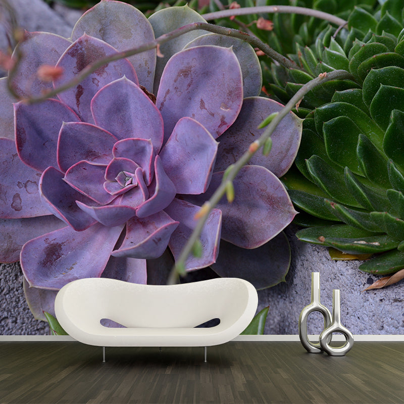 Vigorous Plant Mural Wallpaper Stain-Resistant Wall Covering for Study Room