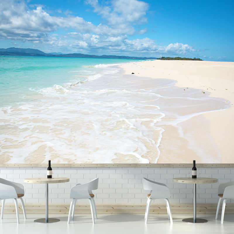 Beautiful Sandy Beach Mural Wallpaper Scenery Decorating for Gust Room, Waterproof