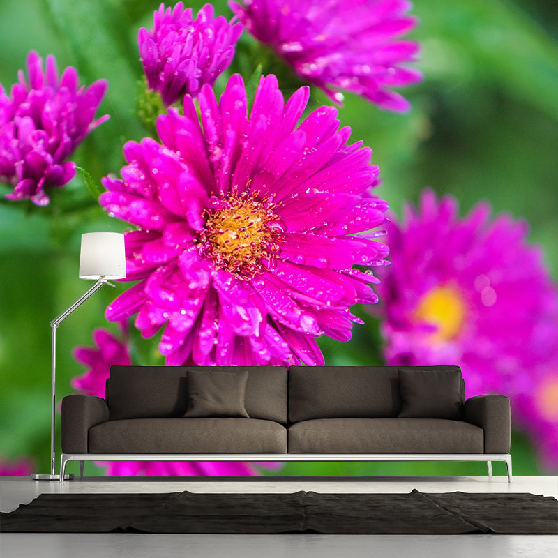 Bright Flowers Mural Decal Modern Wall Covering for Sitting Room, Waterproofing