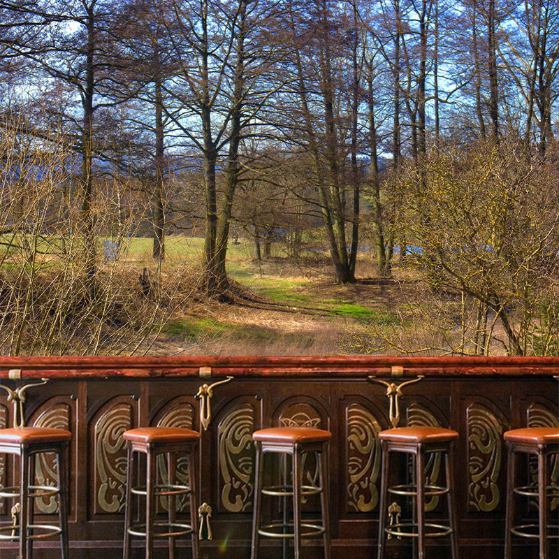 Misty Forest Scenery Stain-Proofing Wall Decor for Living Room Bedroom