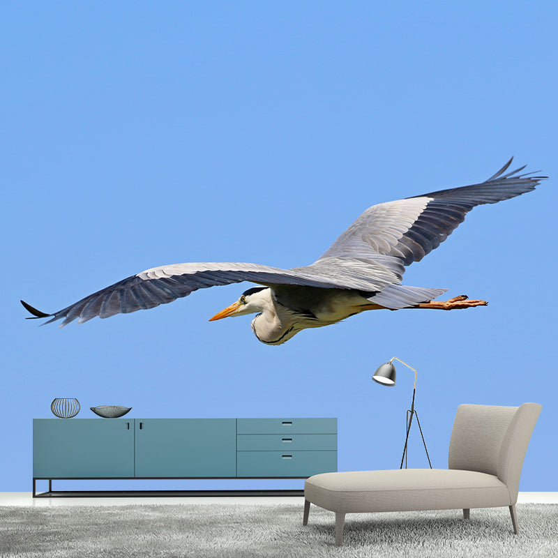 White Crane Mural Wallpaper for Living Room, Waterproofing, Custom Size Available
