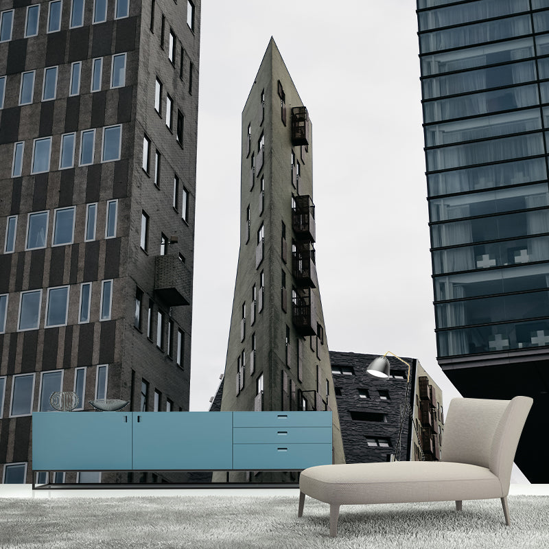 Contemporary City Architecture Moisture Resistant Wall Decor for Meeting Room